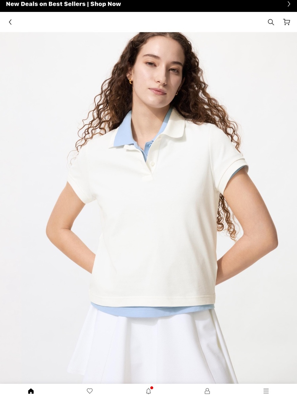 Uniqlo off-white Polo Top with Light Blue Trim